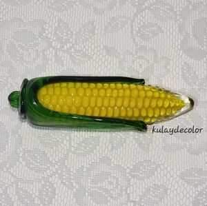 Murano Style Art Glass Corn Sculpture Decorative Italian Vintage Glass Figurine